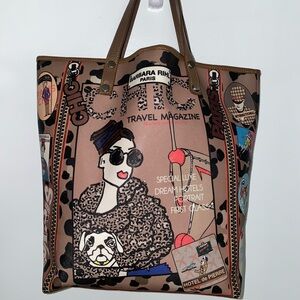 Barbara RIHL Chic Travel Magazine Tote Bag Rare see pic some wear on hand straps